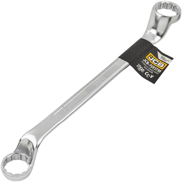 JCB RINGNØGLE 2-SIDET 75 GRADER ANKEL 27x30 mm Cr-V 12-PUNKT