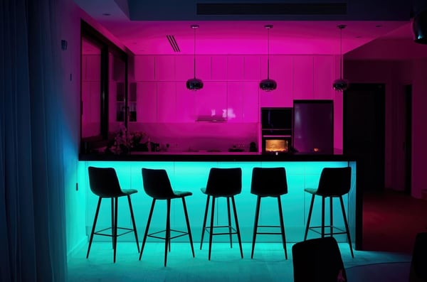 RGB LED-strip 5 m 150 LED neonlys musikcontroller fjernbetjeningsapp