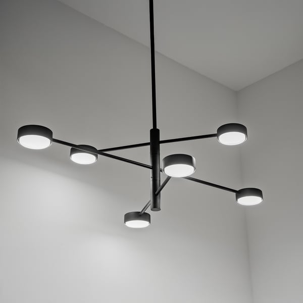 Taklampa hängande LED 6x GX53 kristallkrona reflektor svart OVILO LUMILED