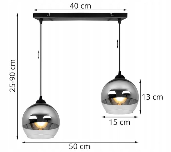 ELEGANT HÆNGELAMPE, GLASLAMPE, KROM LED