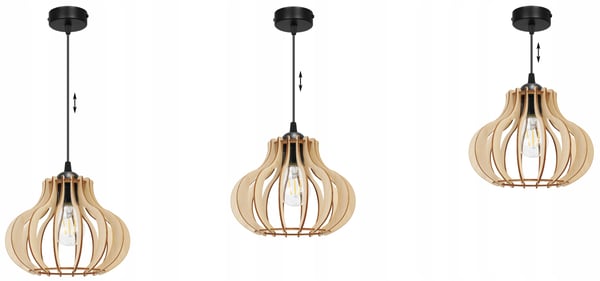 Hængende lampe, loftslysekrone, træ, LED lampeskærm