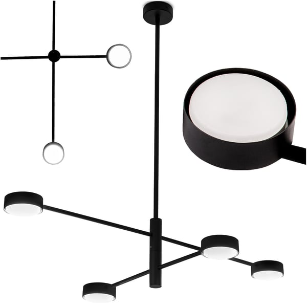 LED-kattovalaisin 4 x GX53 kattokruunu kohdevalaisimella musta OVILO LUMILED