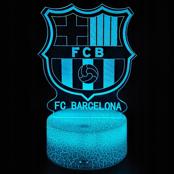 Nattlampa för barn FC Barcelonas vapensköldslogotyp 16 LED 3D + fjärrkontroll