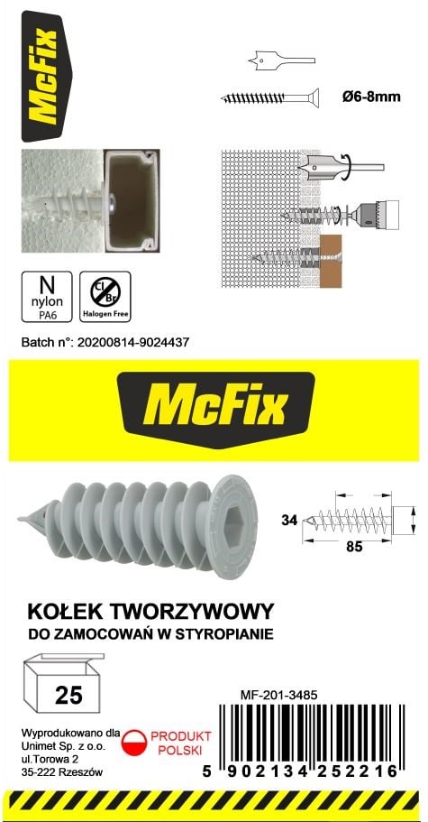 ISOLERINGSBEFASTELSE DOLLAR 34*85MM NYLON - 25,0 STK - MF-201-3485