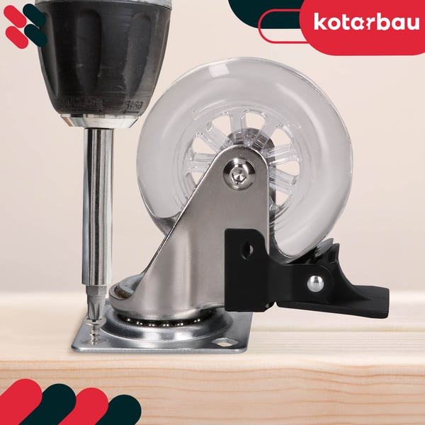 KOTARBAU® Møbelhjul Til Møbelskabe Gummihjul Med Bremse Transparent 75 MM
