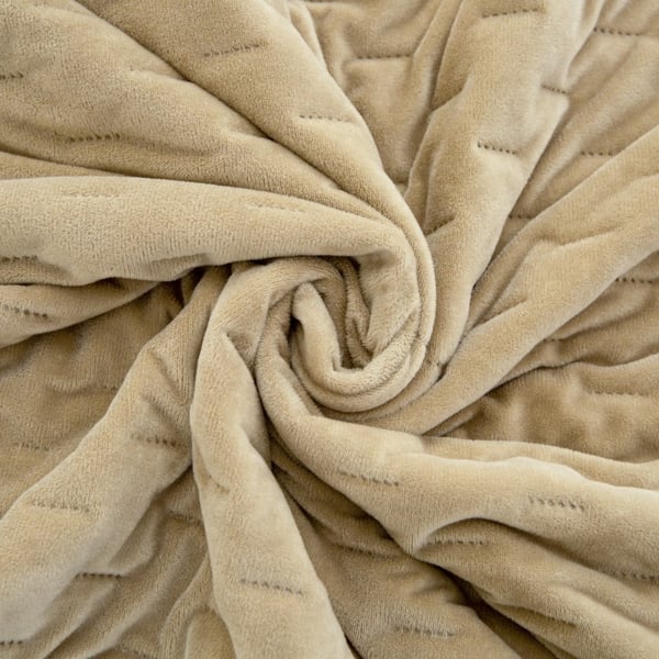 Elegant sengetæppe 170x210 cm med beige kantbånd