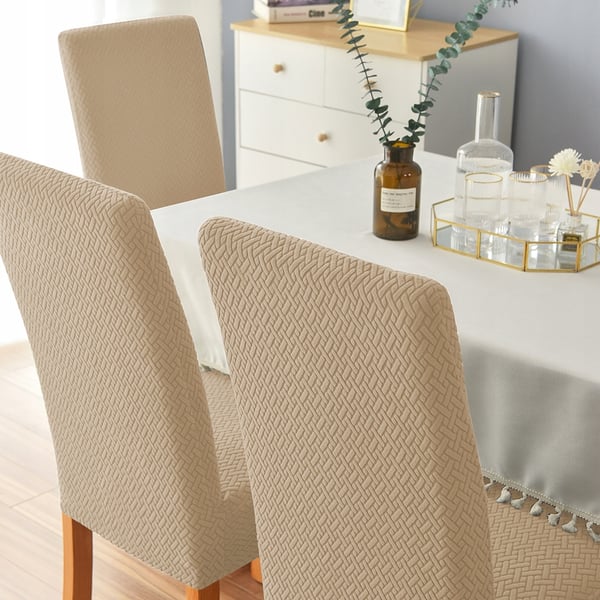 Beige elastiskt jacquard stolskydd