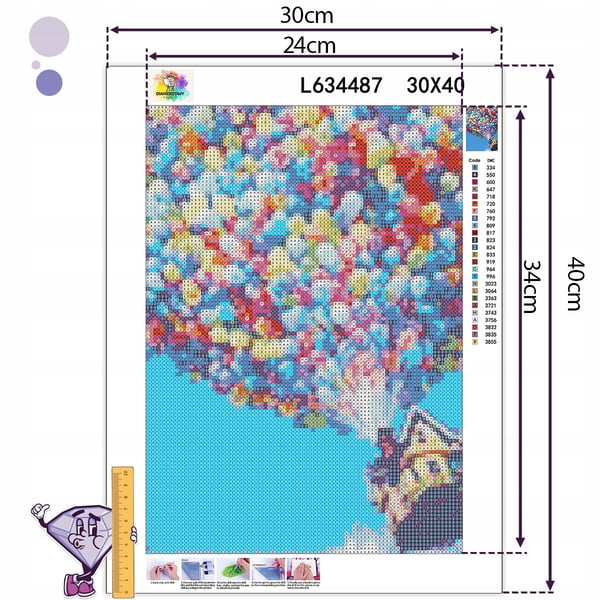 Ob_L_62 diamantmålning 30x40 cm ballonger
