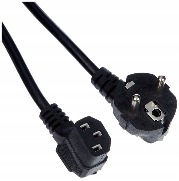 Akyga AK-PC-02A CEE 7/7 - IEC C13 strømkabel vinklet 250V/50Hz 10A 1,5m sort