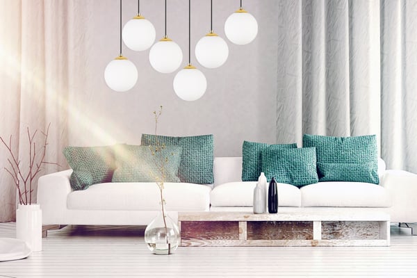 Hængende loftlampe, plafon, kugle, gylden krom, LED