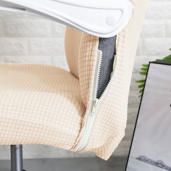 Klädda svängbar kontorsstol crème jacquard