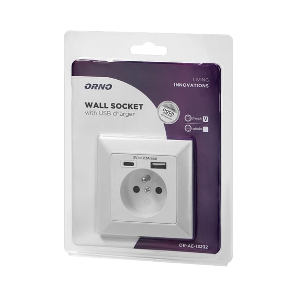 YKSITTÄINEN PISTORASIA 2P+Z USB-A + USB-C -LÄHTÖ - ON-AE-13232