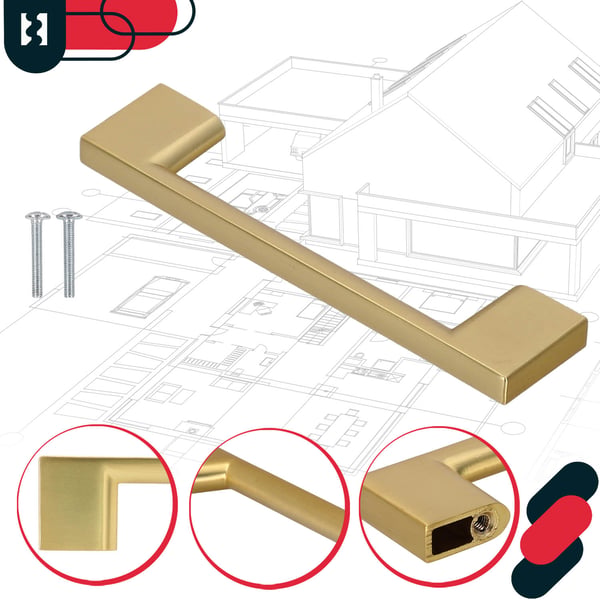 KOTARBAU køkkenhåndtag klassisk moderne aflang mat guld 126 mm afstand 96 mm