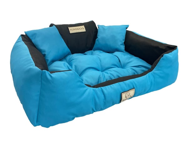 Hundeseng kennel KINGDOG 55x45 cm personaliseret vandtæt blå