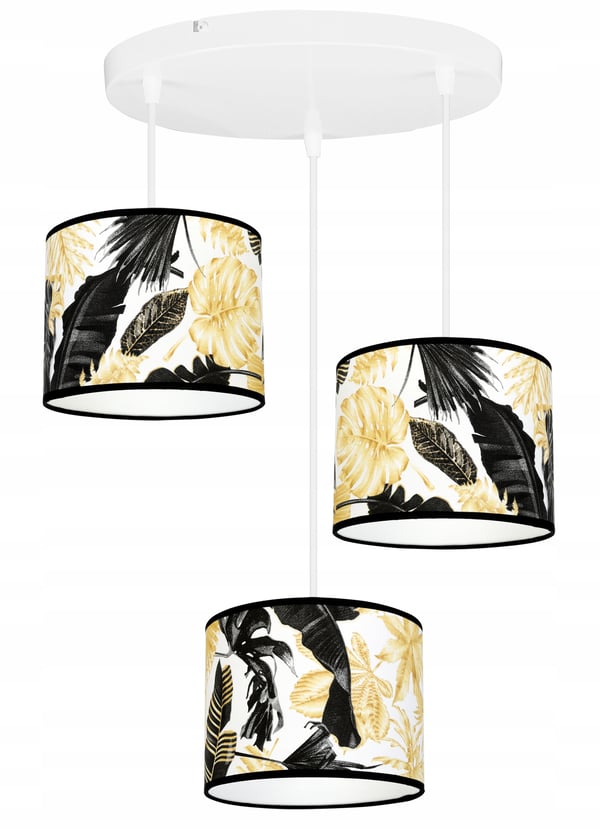 Lofthængende lampe, lampeskærm, gyldne blomster, LED