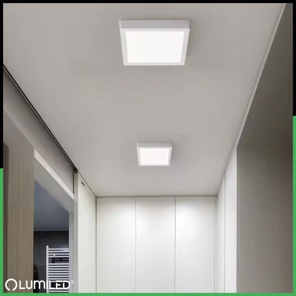 Utanpåliggande LED-taklampa 12W fyrkantig 4000K GLOW vit LUMILED