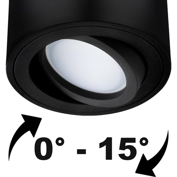 Väggmonterad halogenspot i rörlig tub LUNDO GU10 LUMILED rund svart 80mm