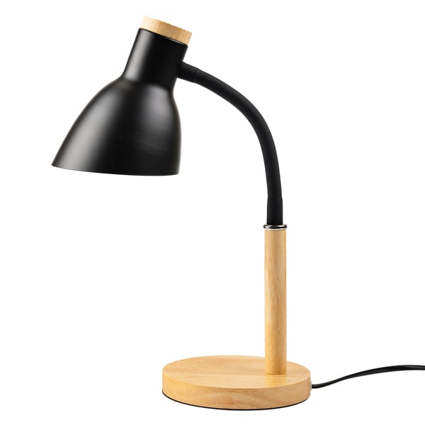 Skrivebordslampe til skole, tegnebord, dekorativ E27, NIKO, sort, Lumiled