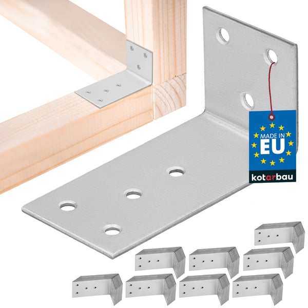 Kotarbau® Kirvesmiehen kulmaliitin ruostumatonta terästä sinkittyä 40 x 80 x 40 mm 100 kpl:n sarja