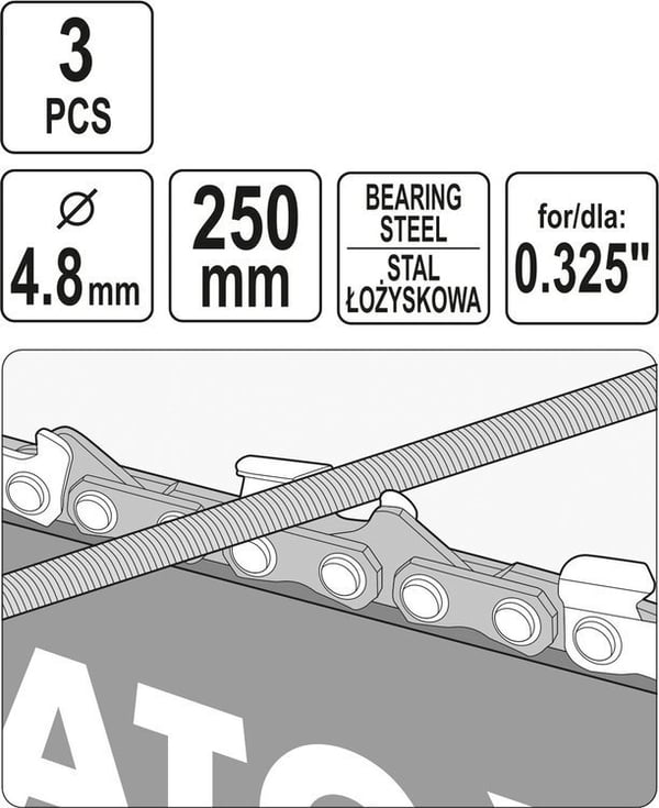 PYÖREÄ KETJUVIILA 4,8 MM 3 KPL - YT-85027
