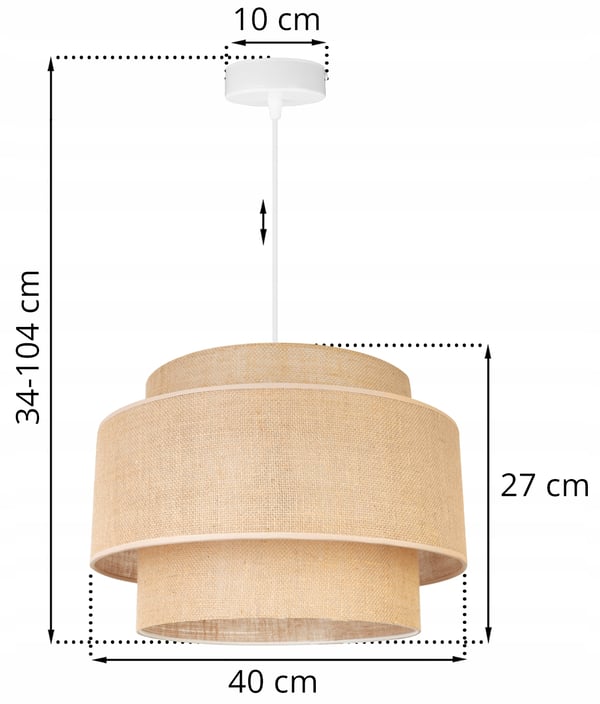 Hængende lampe, loftslysekrone, lampeskærm, boho juta