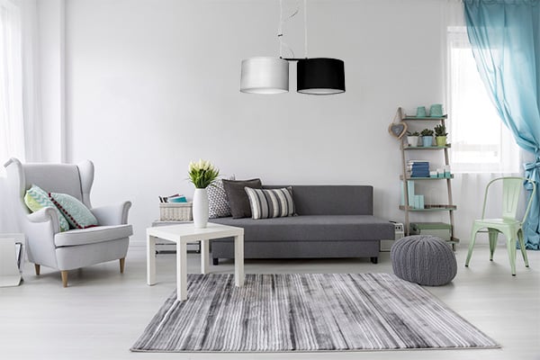 Moderne hængelampe, stofskærm, 2x60W LED