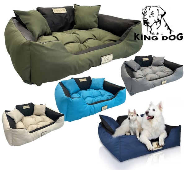 Hundeseng kennel KINGDOG 75x65 cm personaliseret vandtæt grøn