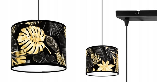 Lofthængende lampe, lampeskærm, gyldne blomster, LED