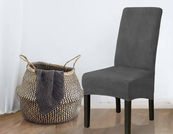 Klädsel stol tjockt sammet mörkgrå storlek L stor högt ryggstöd 70cm