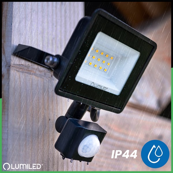 ZUNA2 LED projektør 10W 900lm 4000K IP44 Sort LUMILED bevægelsessensor