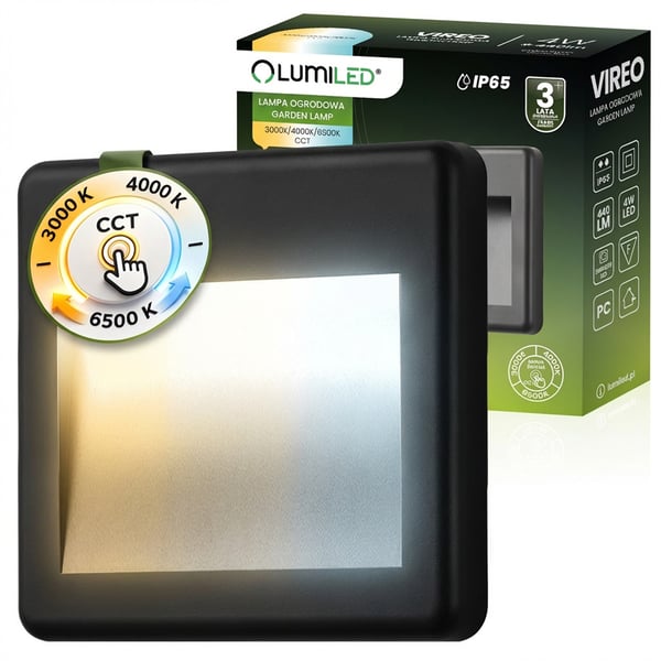 Utomhuslampa trappvägg scenovljus CCT 3000-6500K LED 4W IP65 VIREO LUMILED Utomhuslampa trappvägg scenovljus CCT 3000-6500K LED 4W IP65 VIREO LUMILED