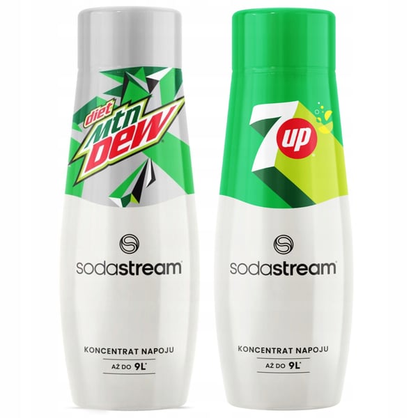 Sodastream 7Up + Mountain Dew Diet -limsakoneen siirappisetti 2 kpl.
