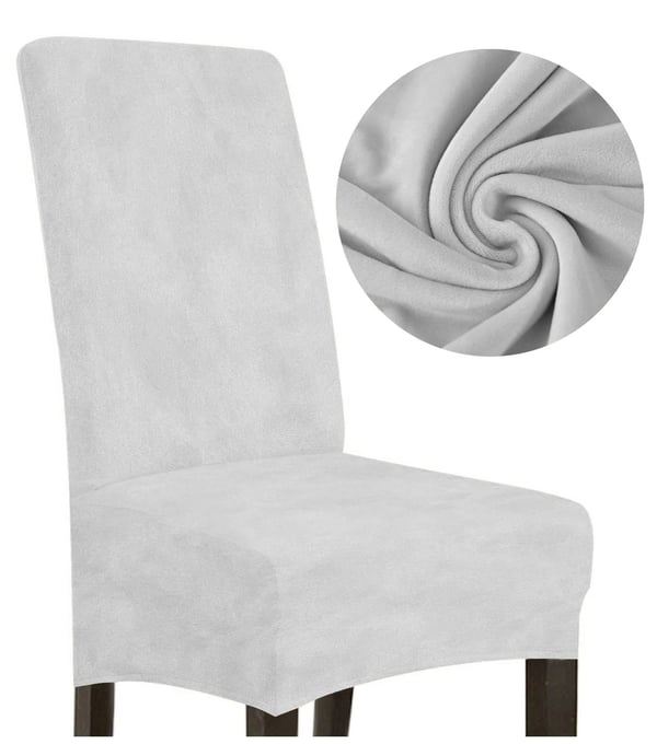 Paksu samettinen tuolinpäällinen, vaaleanharmaa, koko L, korkea selkänoja 70 cm Paksu samettinen tuolinpäällinen, vaaleanharmaa, koko L, korkea selkänoja 70 cm