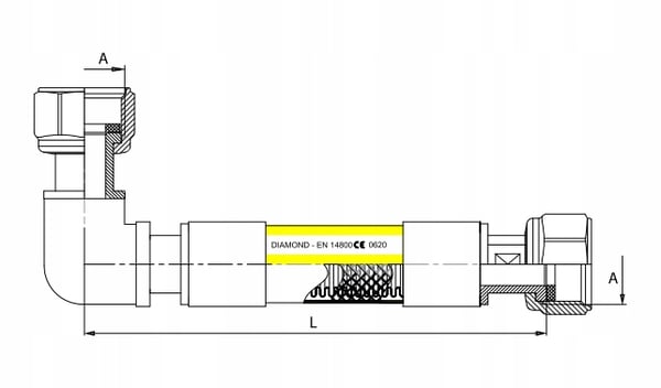 Gasanslang vinklet GW x GW 1000 mm