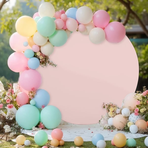 Dobbeltsidet beskyttelse til ballonbue fotovæg rund 200 cm rosa