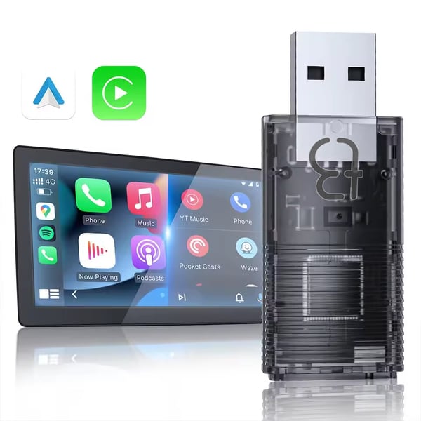TB NANO trådløs adapter til Apple CarPlay og Android Auto transparent