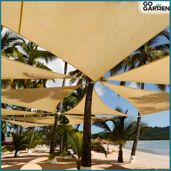 Solsejl UV beige havetrekant 3,6x3,6x3,6 m