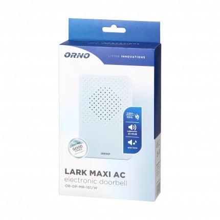 TRÅDBUNDEN ELEKTRONISK DÖRRKLOCKA ORNO LARK MAXI AC VIT - ON-DP-MR-161