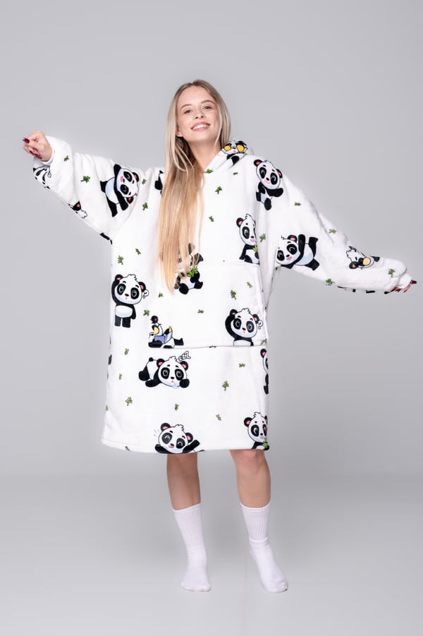 Huopapaita Ylisuuri lämmin Paksu huopapaita 2in1XXL panda valkoinen pörröinen [KB-W5]