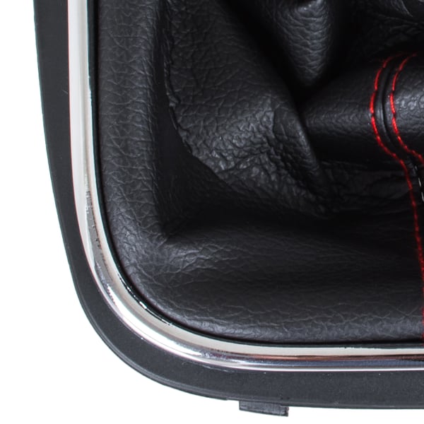 VW Golf V 03-08 gearstangsknop + SORT manchet med RØD gevind og KROMET stel 5 GEAR