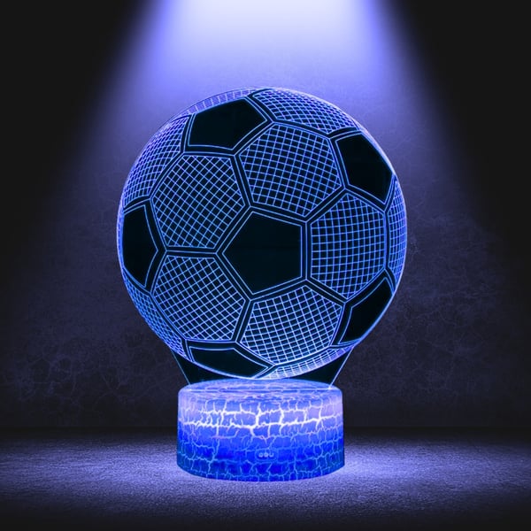 Nattbordslampa för barn fotboll 16 LED 3D med fjärrkontroll