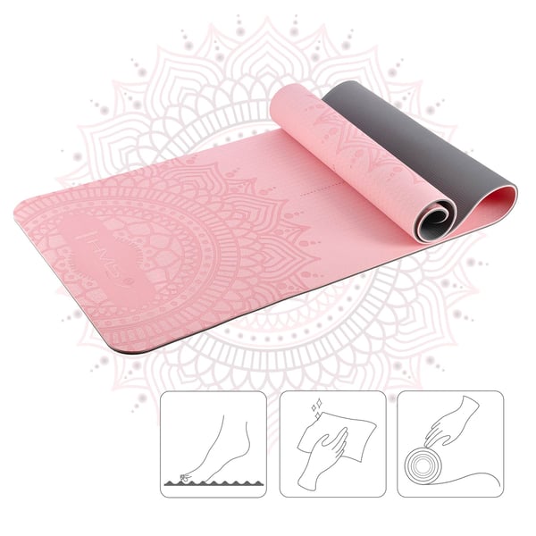 Yogaset HMS matta TPE ljusrosa YM10 och block grå KJ02 och remmen SJ02