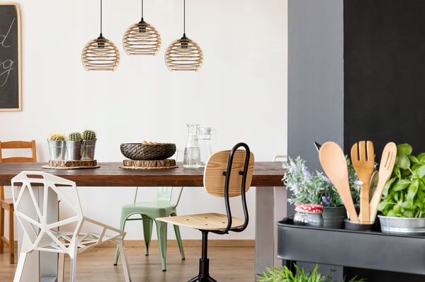 Hængende lampe, loftslysekrone, træ, LED lampeskærm