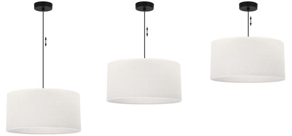 HÆNGELAMPE SORT JUTE 1 FLAD HVID LAMPESKÆRM 35CM E27