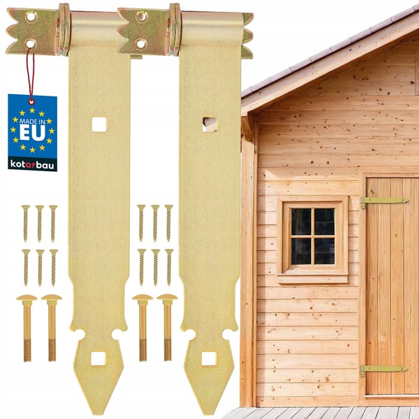 KOTARBAU® set med 2 gångjärn 300 mm guldförzinkat stål garagedörr paviljonggångjär