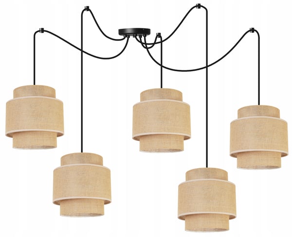 Hængende lampe, loftslysekrone, lampeskærm, boho juta