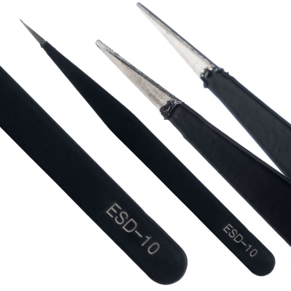 Set med 10 precisionspincetter i etui