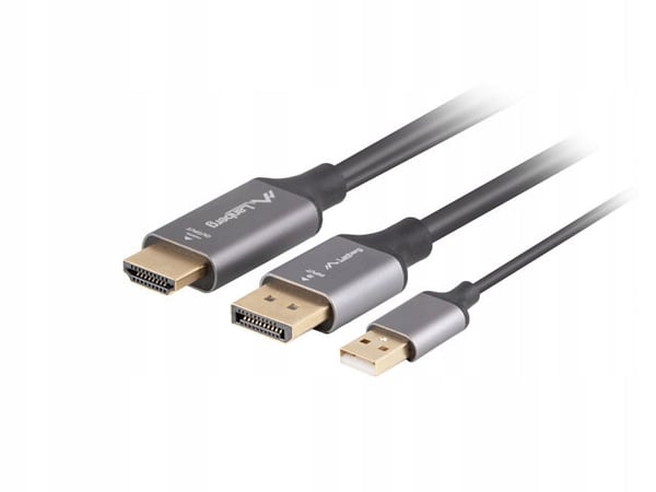 Lanberg hdmi (uros) -> Displayport (uros) 1m 4K musta sovitinkaapeli