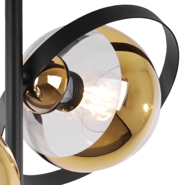 RONDA LOFTLAMPE SORT OG GULD 2 FLADE GYLDNE LAMPER E27