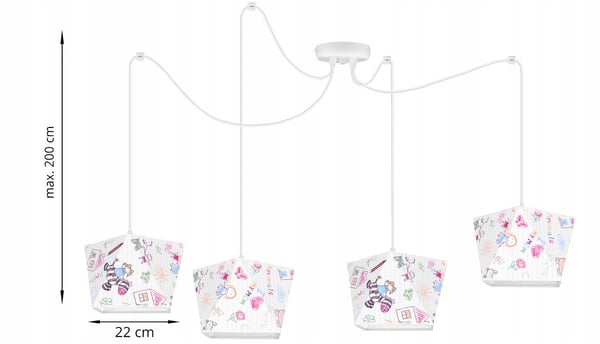 Lofthængende lampe med loftskrone og edderkopskærm